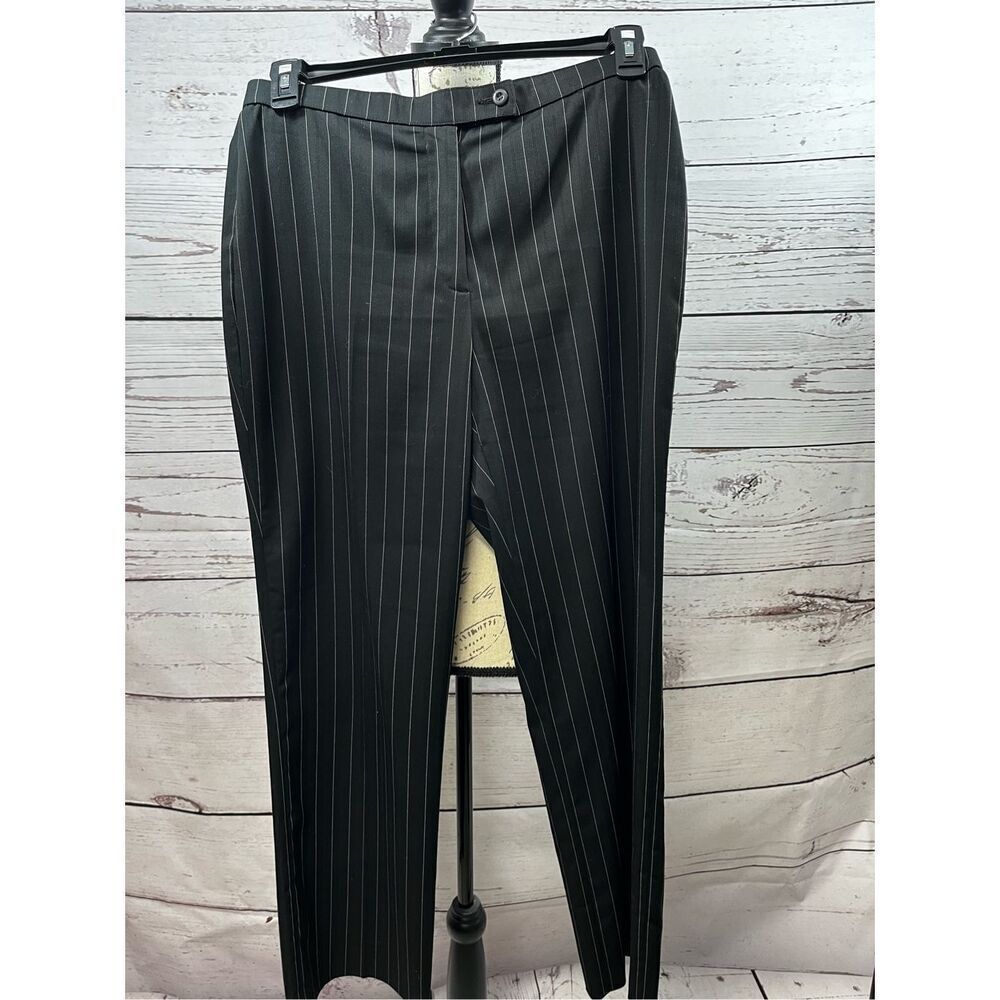 Haggar Womens Black Pinstripe Dress Pants Size 10 Average Straight Leg Career